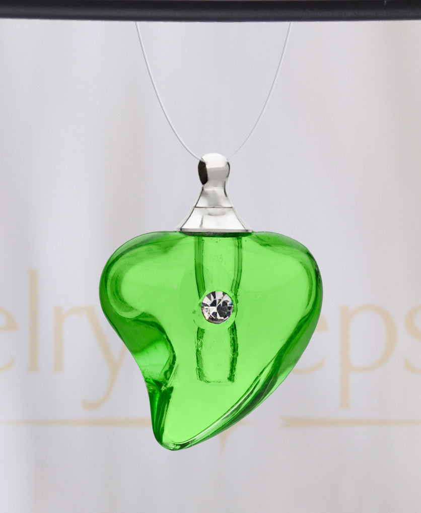 Green Shapely Heart Glass Reflection Pendant