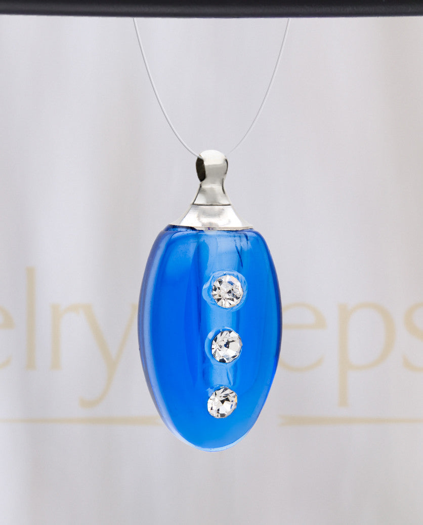 Royal Blue Mystic Glass Teardrop Reflection Pendant
