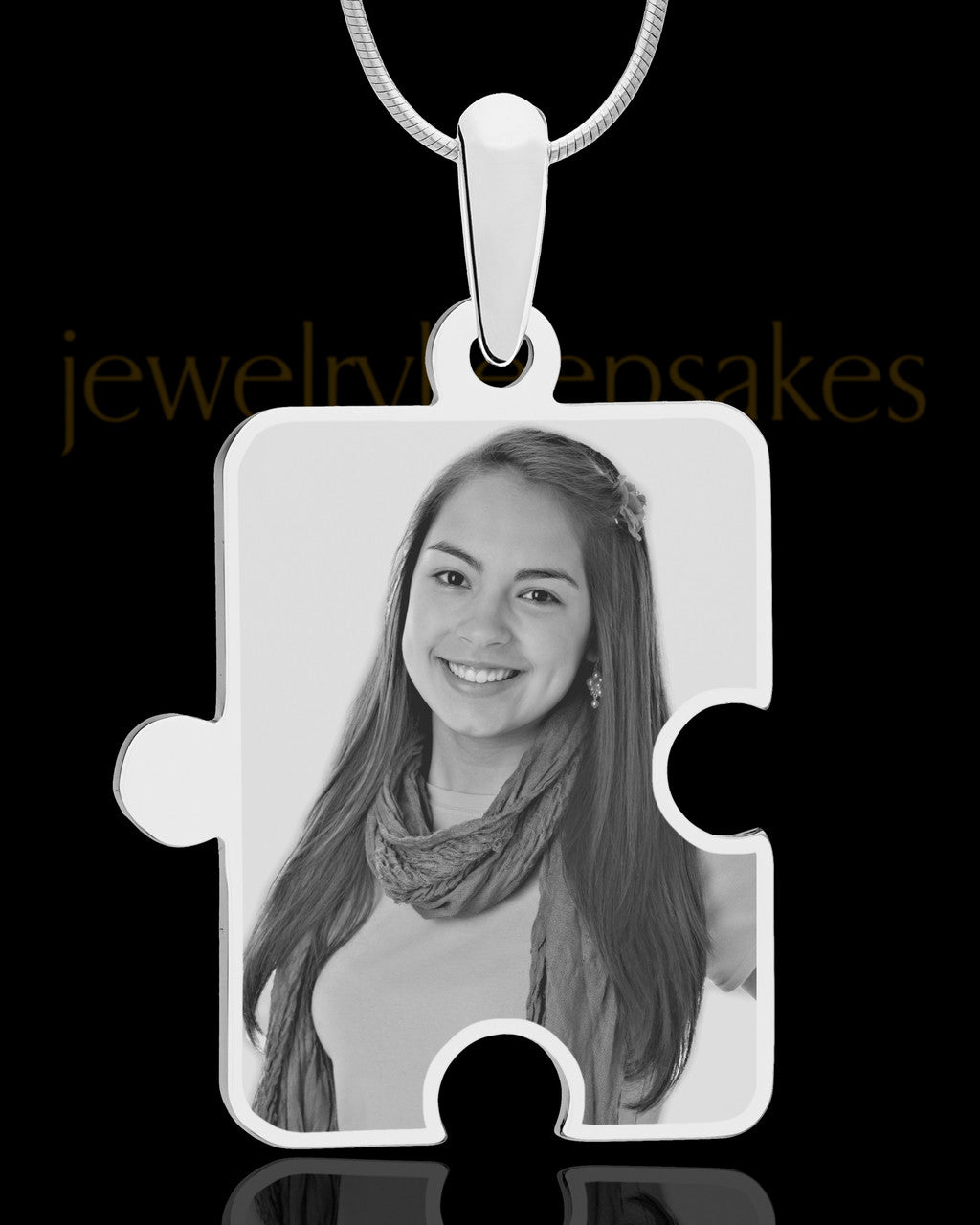 Photo Engraved Large Puzzle Pendant Silver Plated