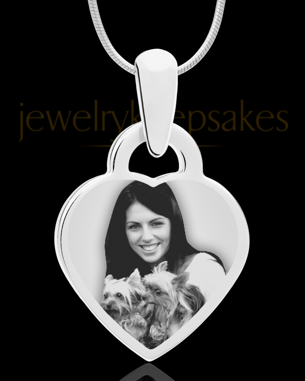 Photo Engraved Small Heart Pet Pendant Stainless Steel