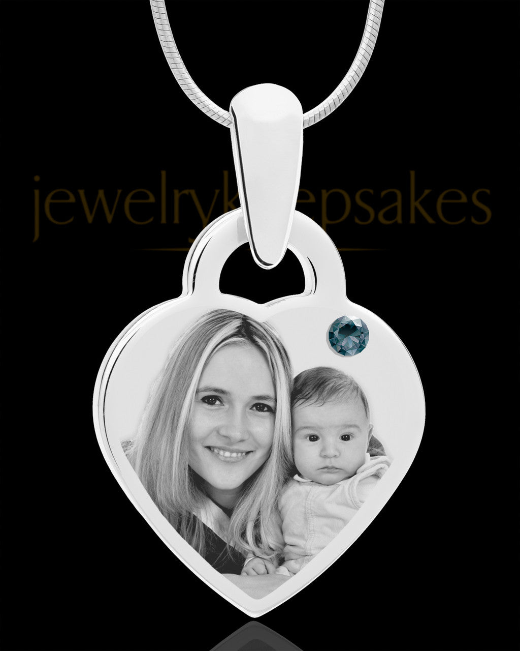 December Small Heart Stainless Photo Engraved Pendant