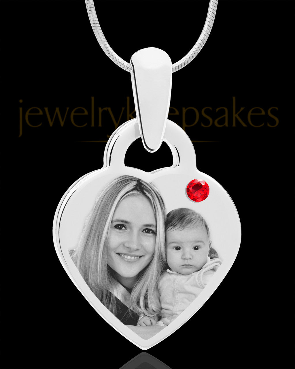 July Small Heart Stainless Photo Engraved Pendant