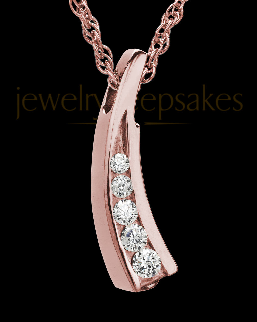 Remembrance Jewelry Cubic Zirconia Filled Solid 14K Rose Gold Leaf