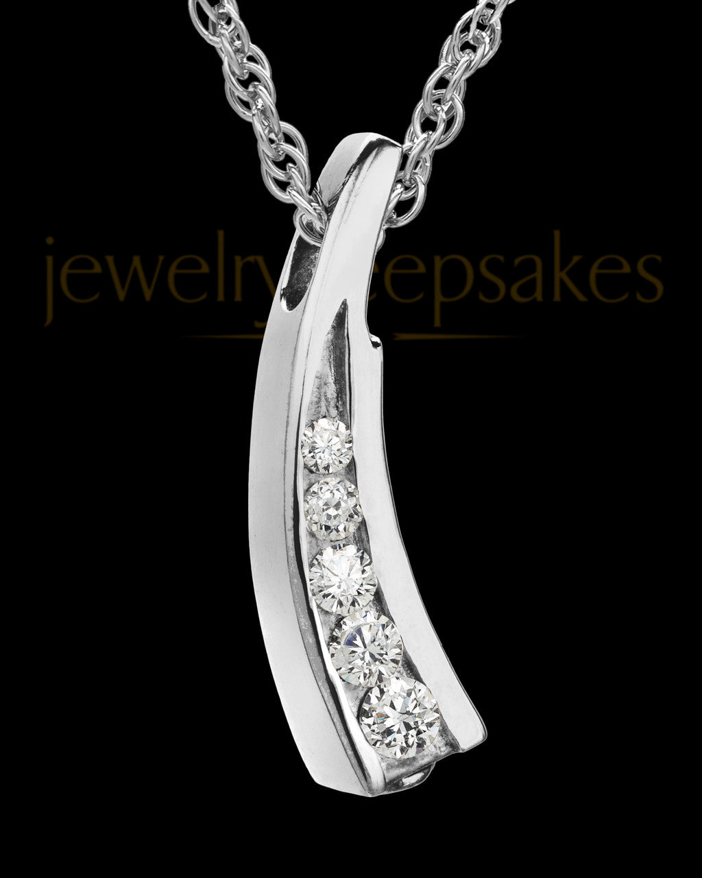 Remembrance Jewelry Cubic Zirconia Filled Solid 14K White Gold Leaf