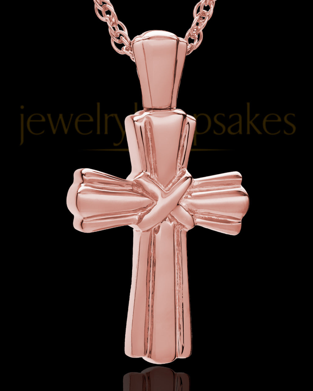 Cremation Ash Jewelry Antique 14K Rose Gold Wrapped Cross