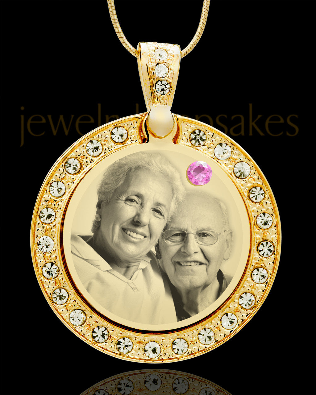 June Gold Gem Circle Birthstone Photo Pendant