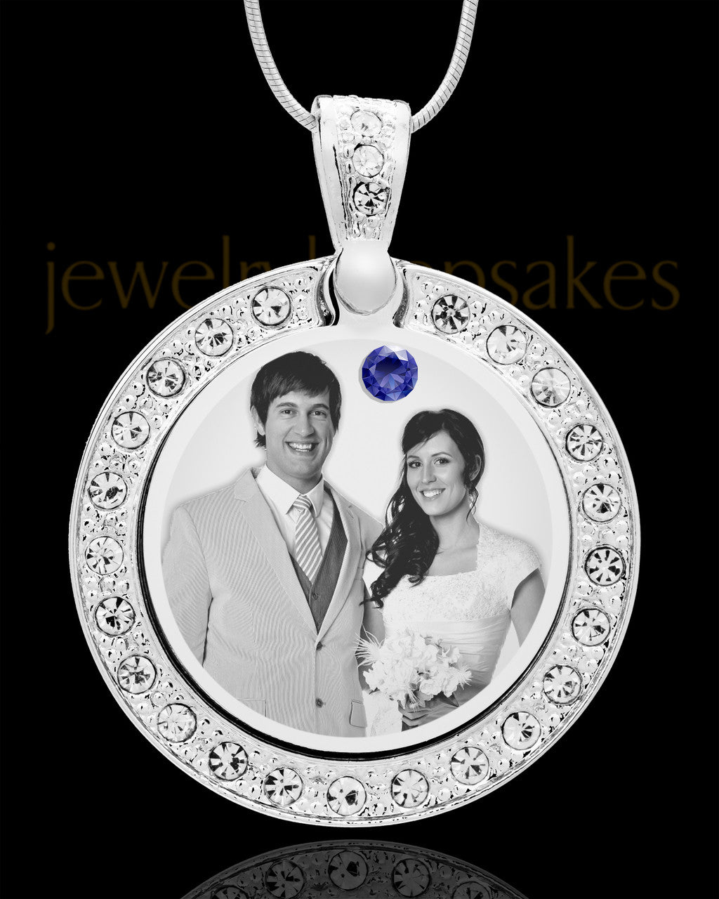 September Birthstone Gem Circle Photo Engraved Pendant
