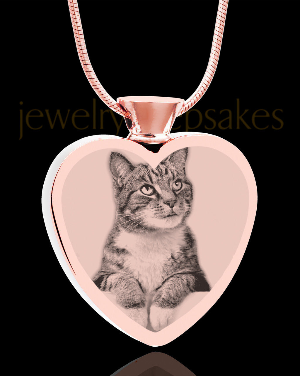 Photo Engraved Heart Stainless Rose Gold Cremation Pet Pendant