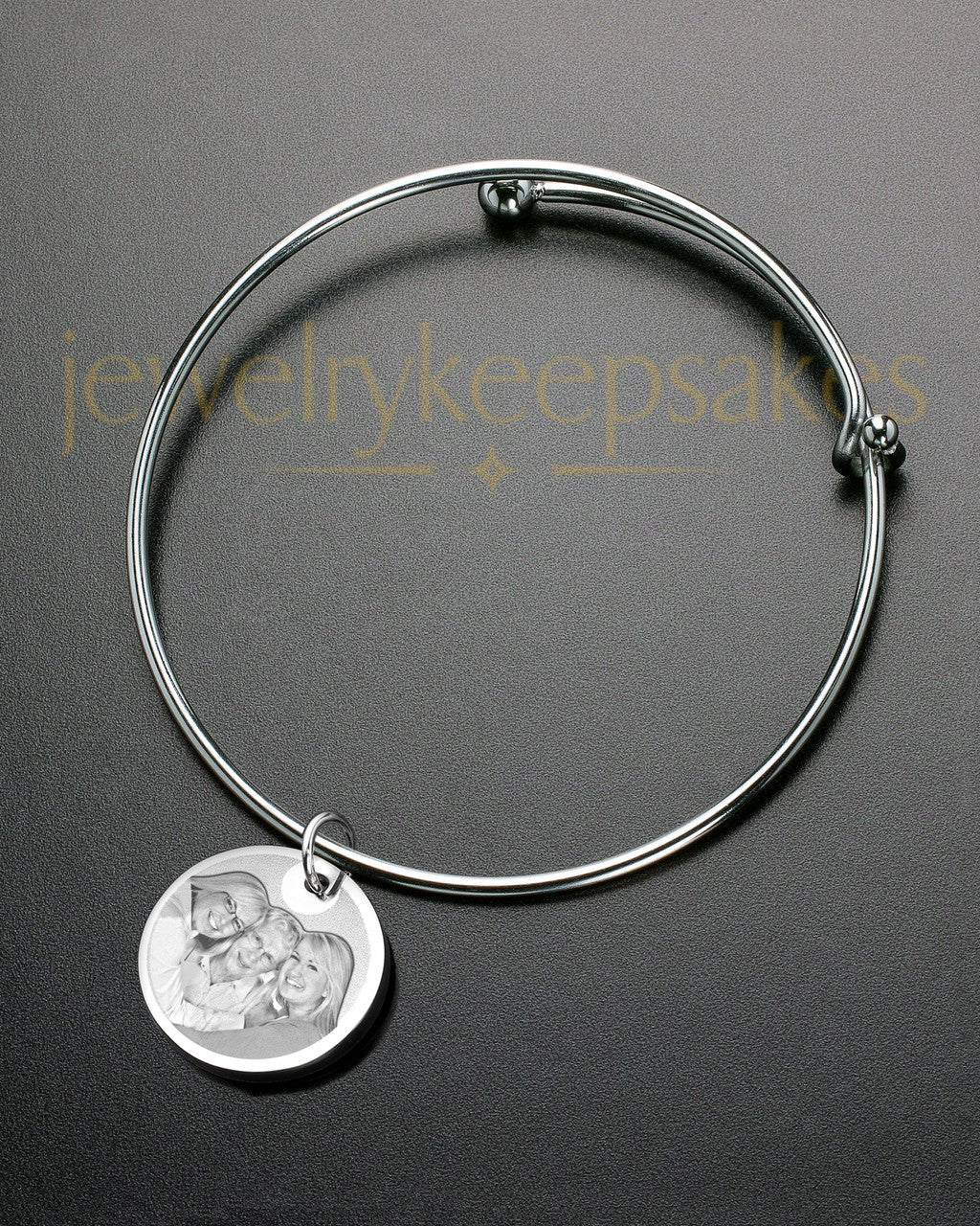 Sophisticate Round Photo Engraved Bracelet