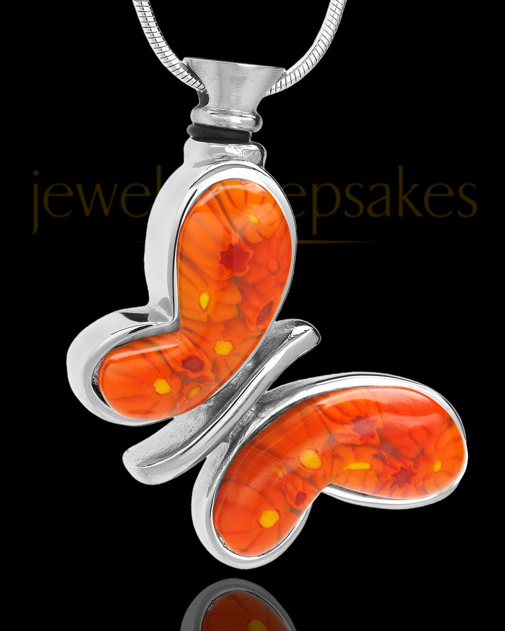 Silver Plated Tangerine Fly Away Butterfly Ash Keepsake