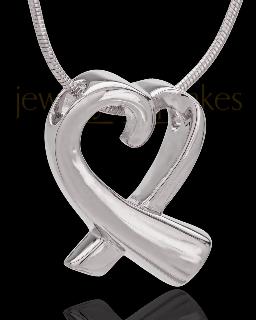 Sterling Silver Ribboned Heart Cremation Urn Pendant