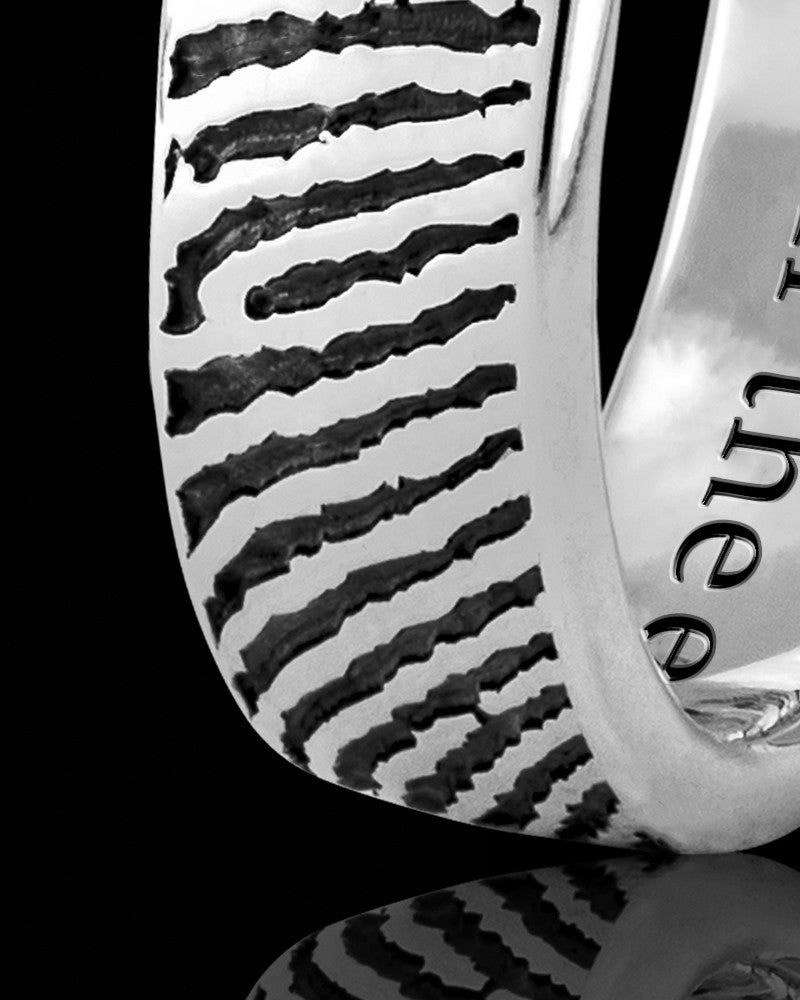 Ladies Solid 14k White Gold Thumbprint Ring