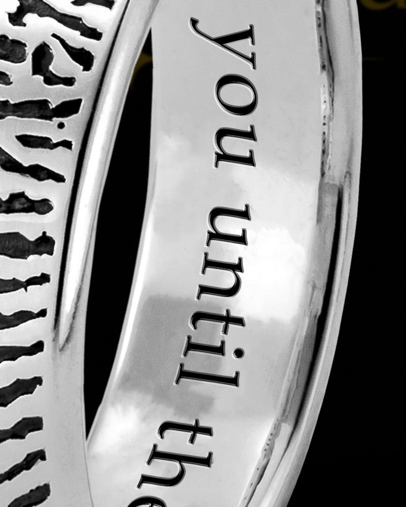 Ladies Solid 14k White Gold Thumbprint Ring