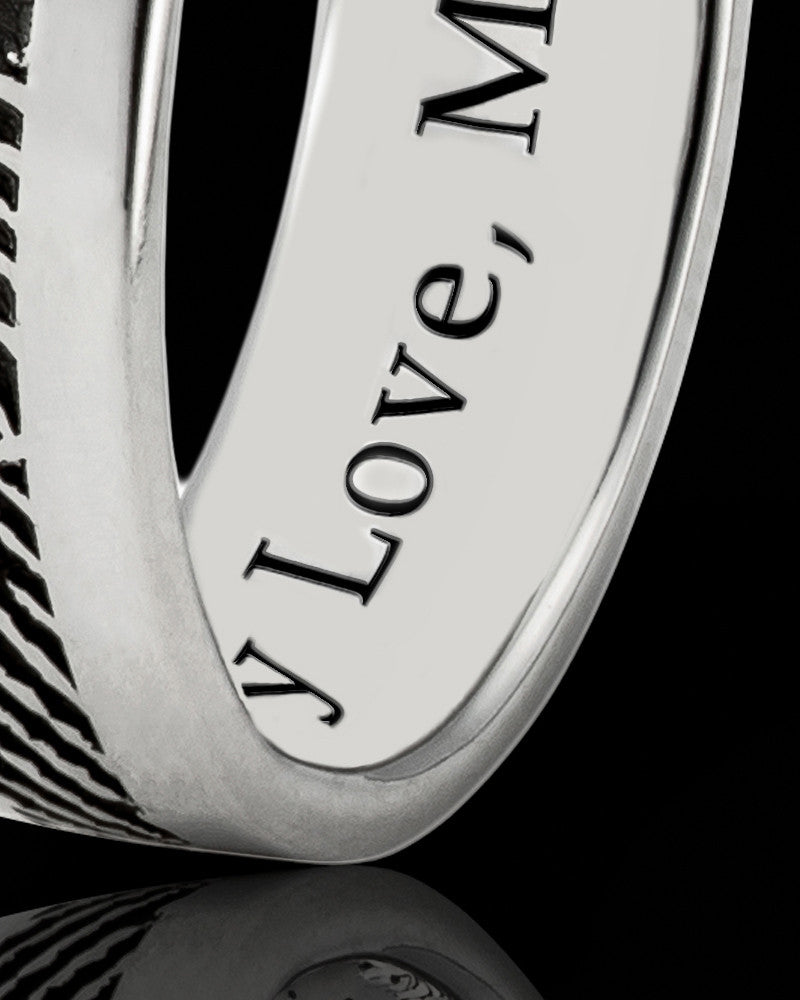 Ladies Thin Solid 14k White Gold Thumbprint Ring