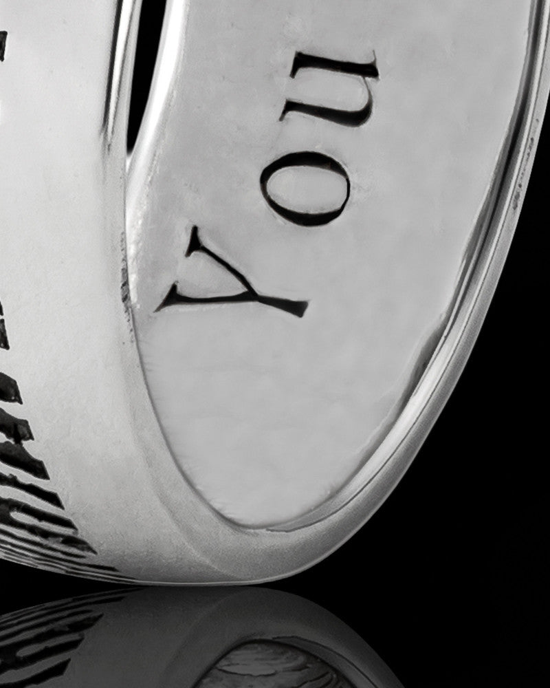 Men's Thin Solid 14k White Gold Thumbprint Ring