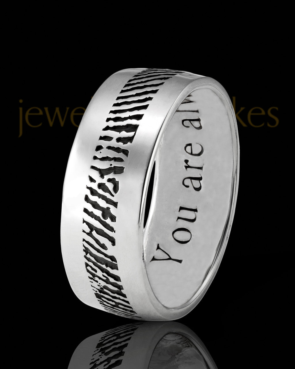 Men's Thin Solid 14k White Gold Thumbprint Ring