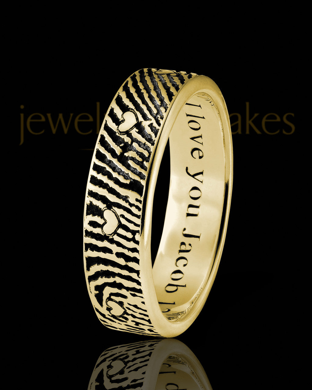 Ladies Solid 14k Gold Heart Thumbprint Ring