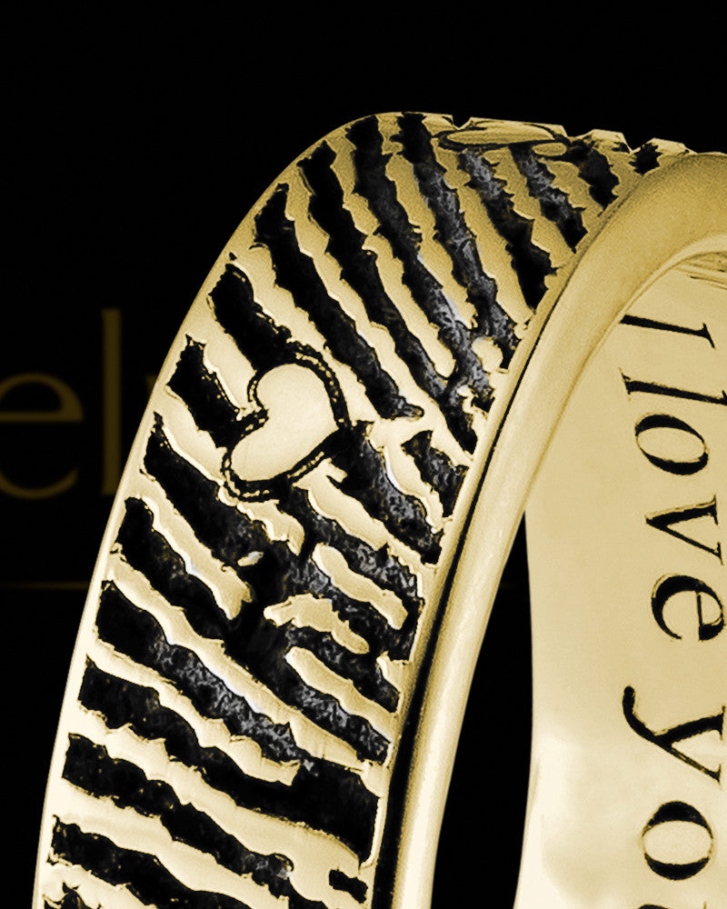 Ladies Solid 14k Gold Heart Thumbprint Ring
