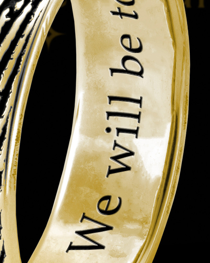Ladies Solid 14k Gold Two Print Thumbprint Ring