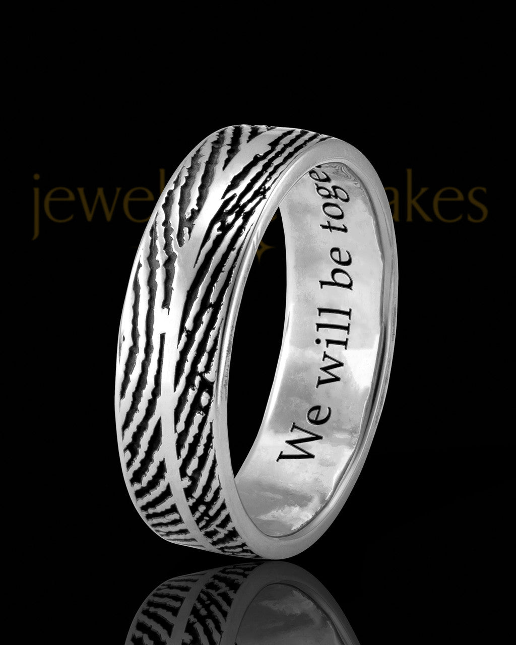 Ladies Solid 14k White Gold Two Print Thumbprint Ring