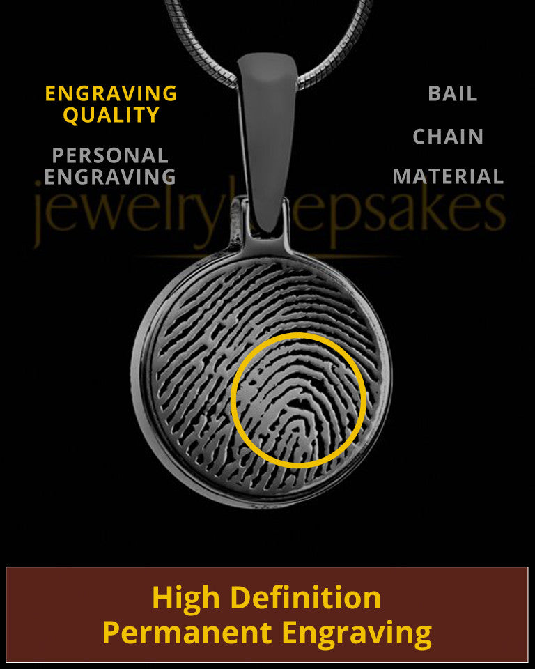 Black Plated Round Thumbprint Pendant
