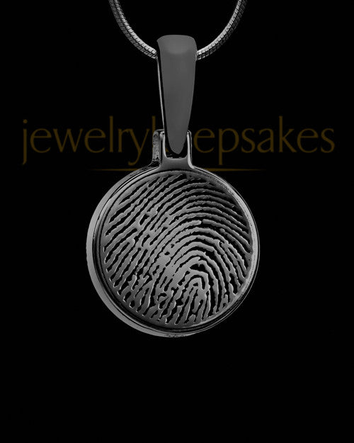 Black Plated Round Thumbprint Pendant