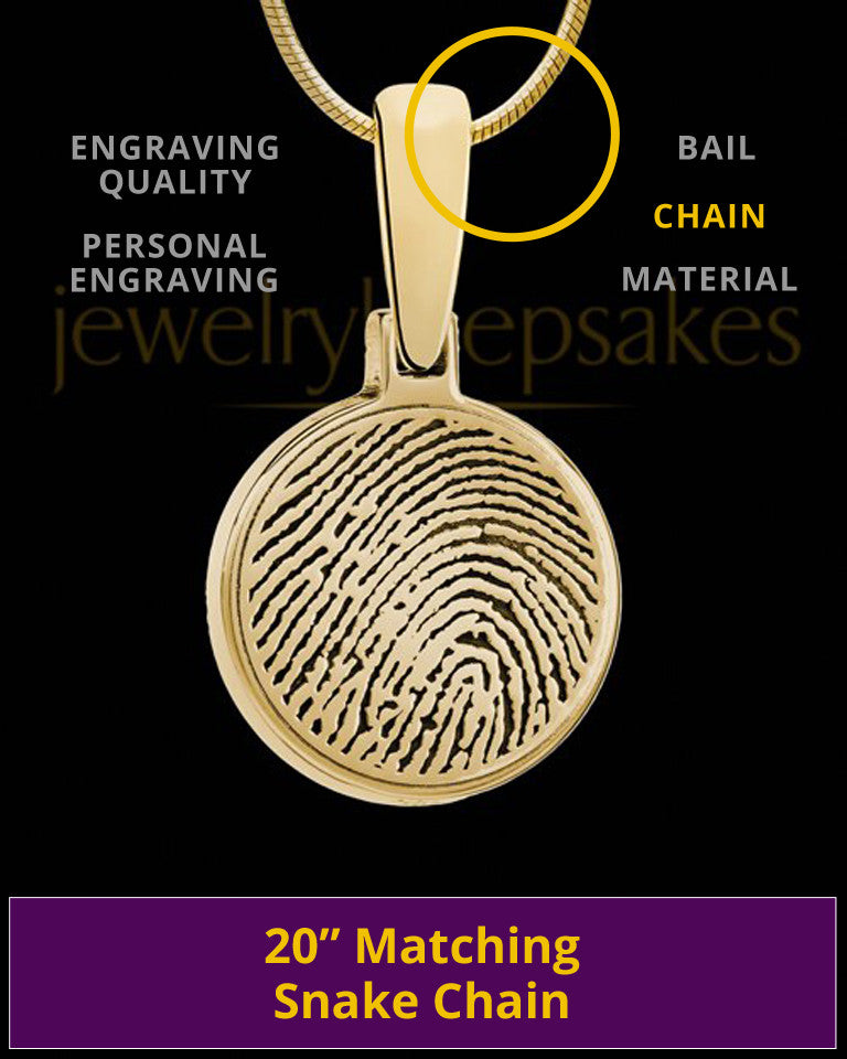 Solid 14k Gold Round Thumbprint Pendant