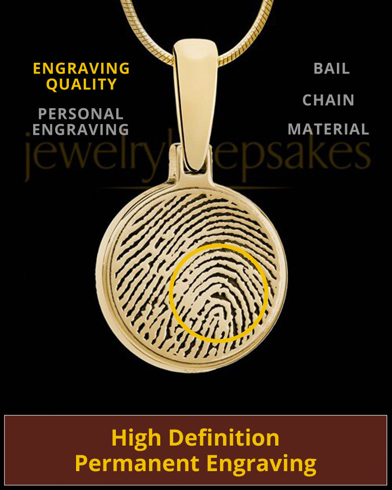 Solid 14k Gold Round Thumbprint Pendant