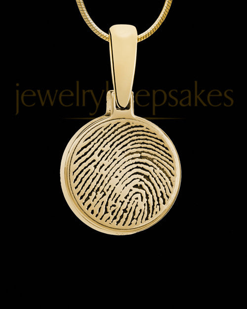 Solid 14k Gold Round Thumbprint Pendant