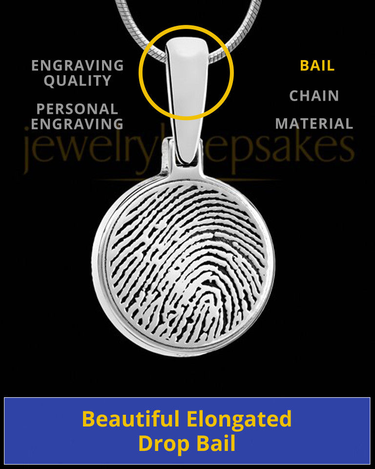 Solid 14k White Gold Round Thumbprint Pendant