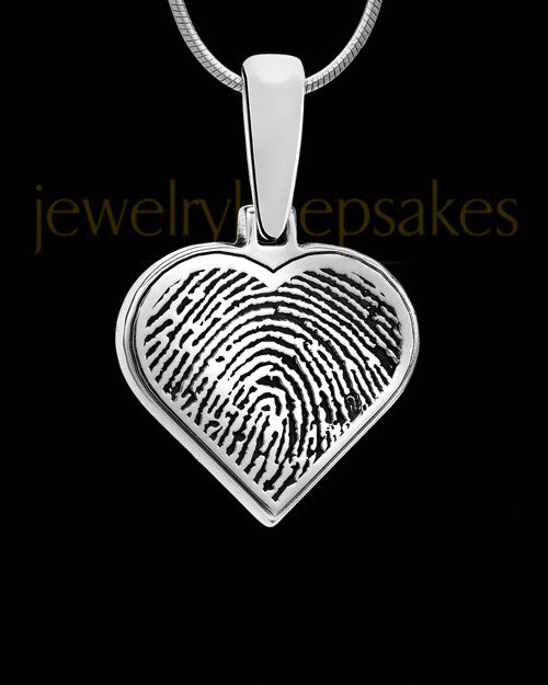 Custom Engravable Heart Thumbprint Pendant Necklace In Sterling Silver