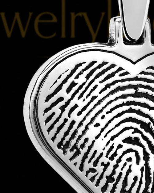Sterling Silver Heart Thumbprint With Signature Pendant