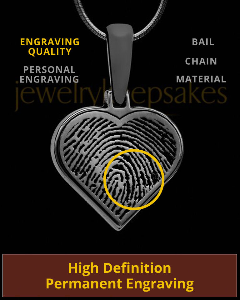Thumbprint Heart Black Plated Pendant