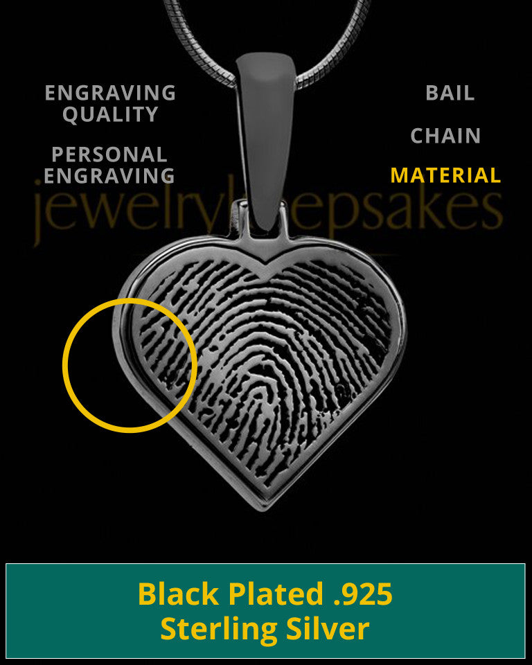 Thumbprint Heart Black Plated Pendant