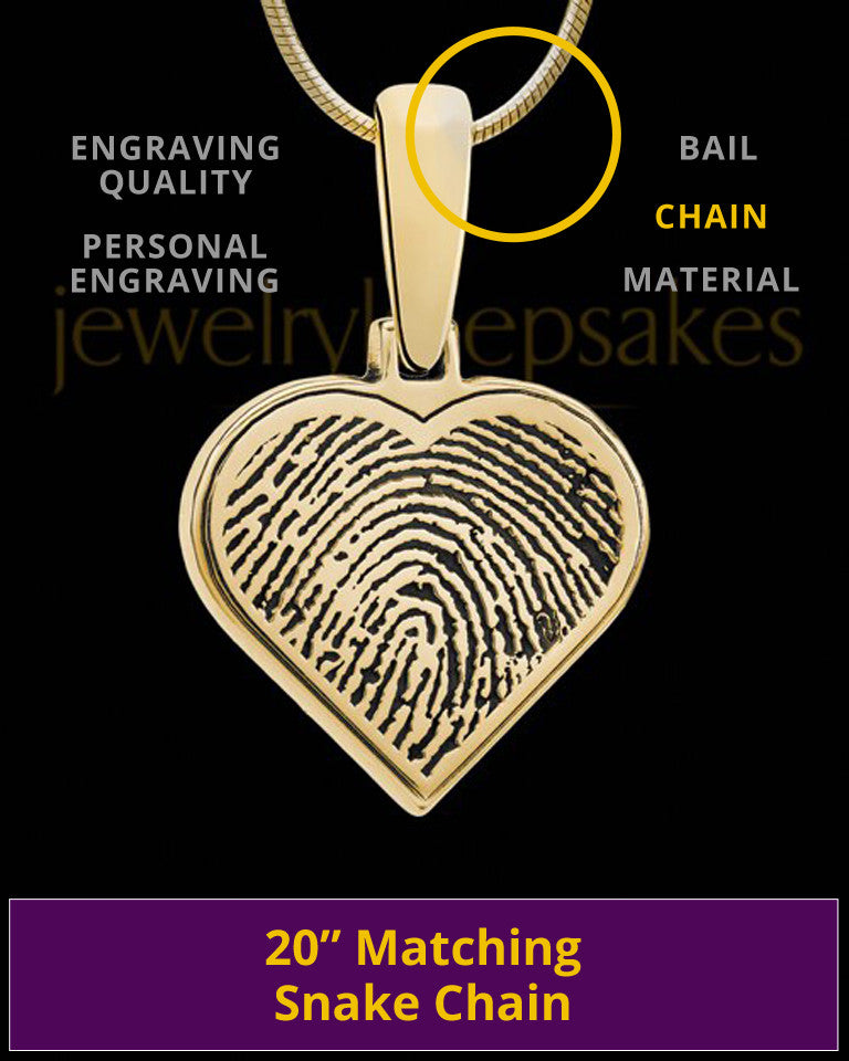 Solid 14k Gold Heart Thumbprint Pendant