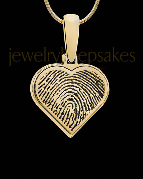 Heart Gold Plated Thumbprint With Signature Pendant