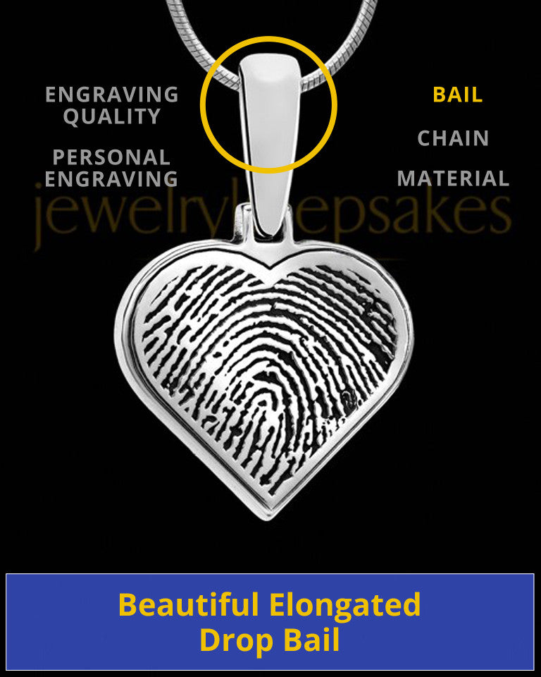 Custom Engravable Heart Thumbprint Pendant Necklace In Sterling Silver