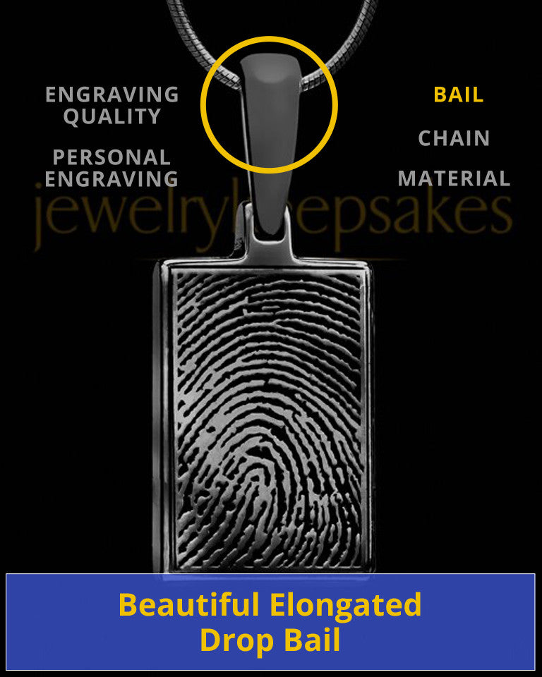 Black Plated Thumbprint Rectangle Pendant