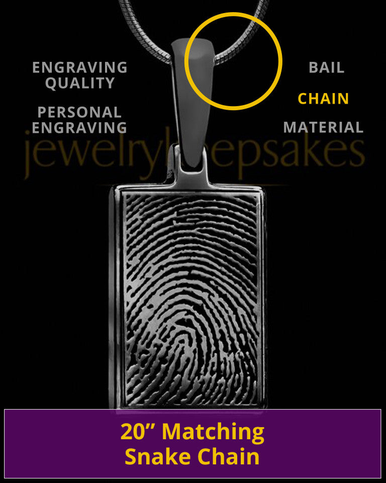 Black Plated Thumbprint Rectangle Pendant