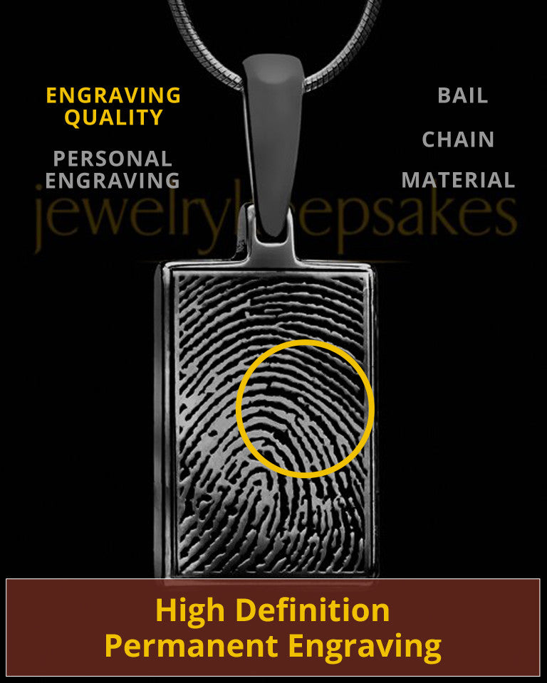 Black Plated Thumbprint Rectangle Pendant