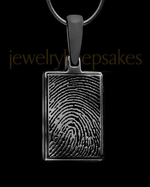 Black Plated Thumbprint Rectangle Pendant