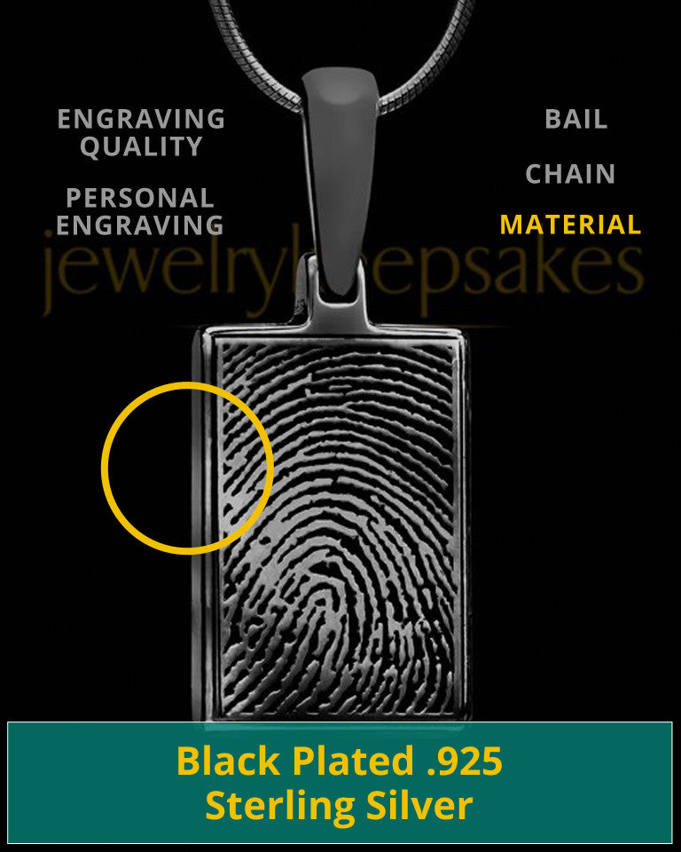 Black Plated Thumbprint Rectangle Pendant