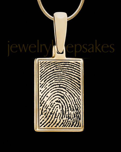 Rectangle Thumbprint Gold Plated Pendant