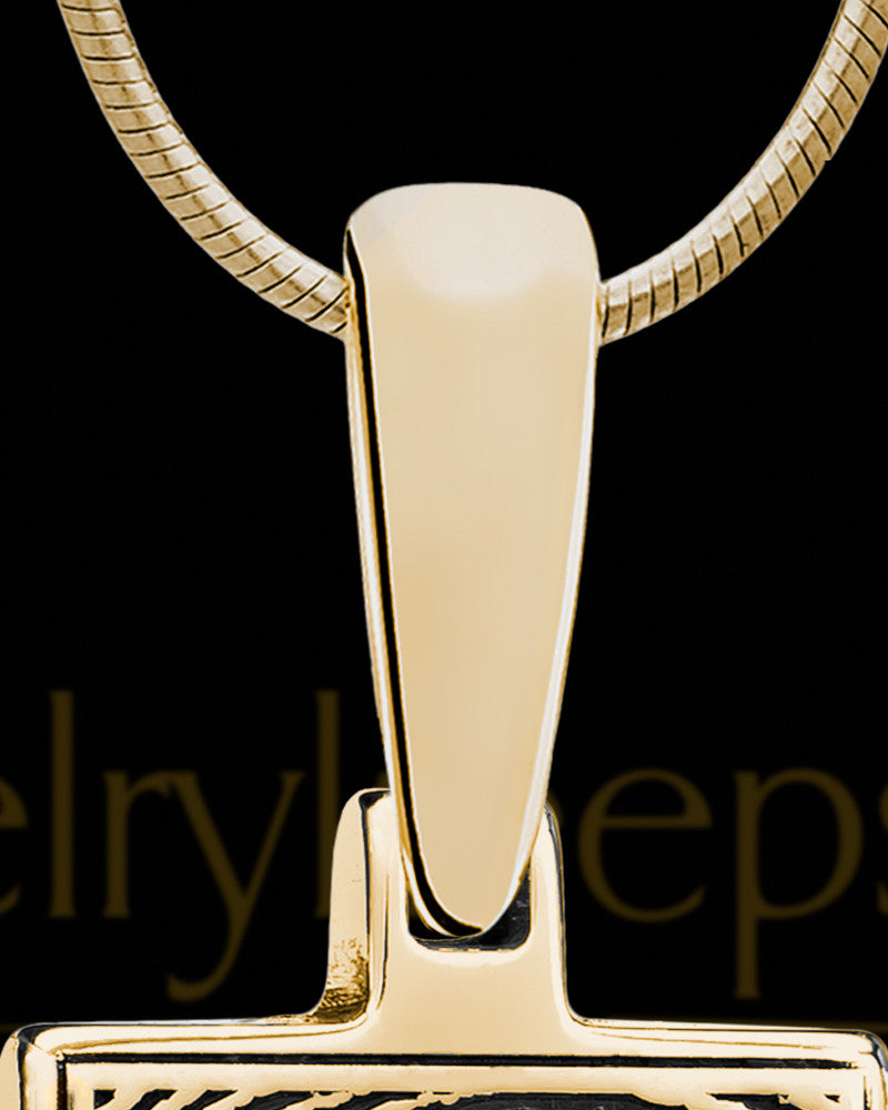 Solid 14k Gold Rectangle Thumbprint With Signature Pendant