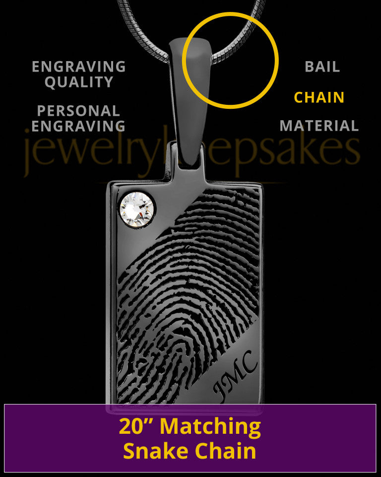 Black Plated Thumbprint Rectangle Pendant with Birthstone