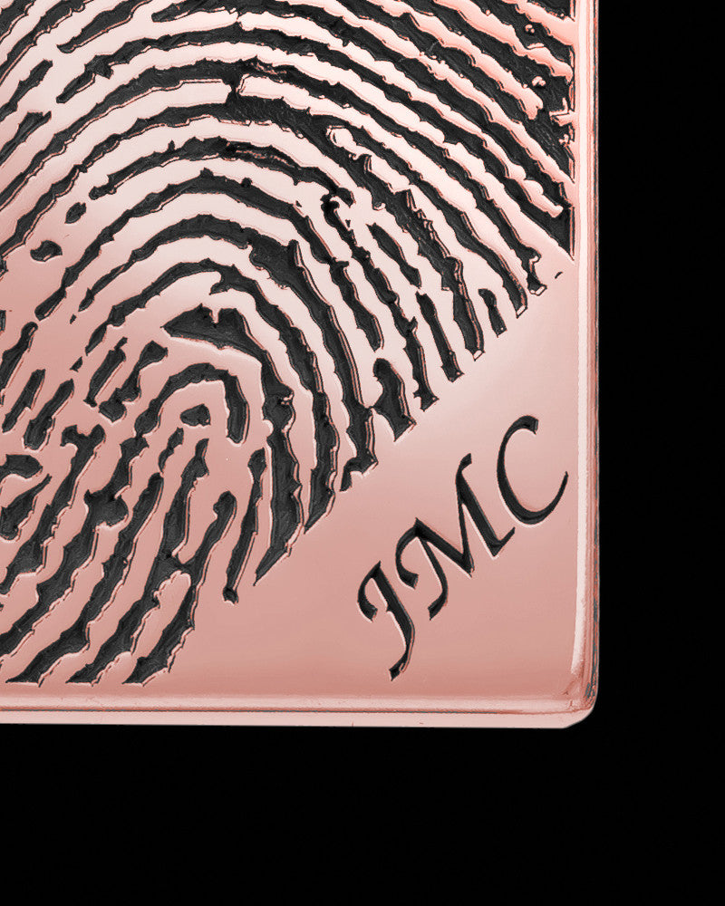 Birthstone Rose Gold Plated Rectangle Thumbprint With Signature Pendant