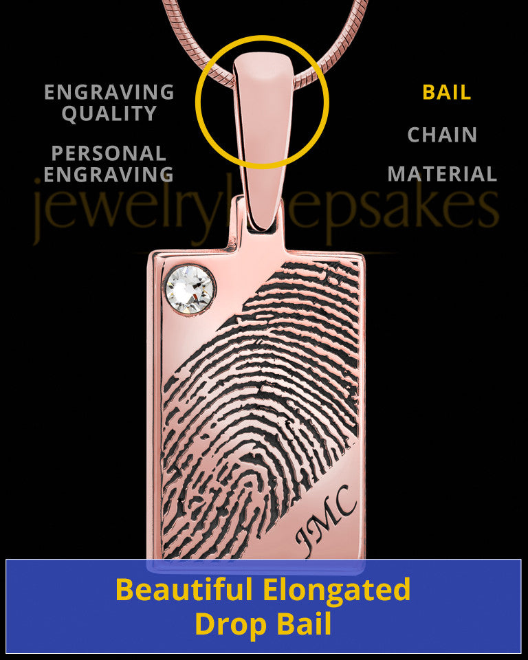 Birthstone Rose Gold Plated Rectangle Thumbprint Pendant