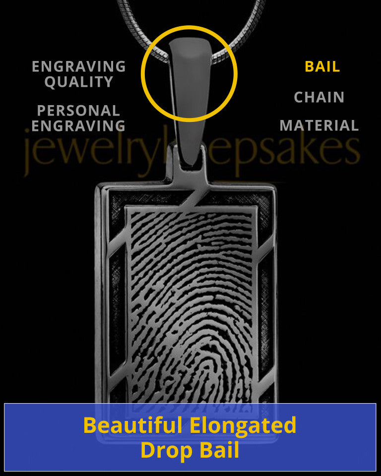 Thumbprint Framed Rectangle Black Plated Pendant