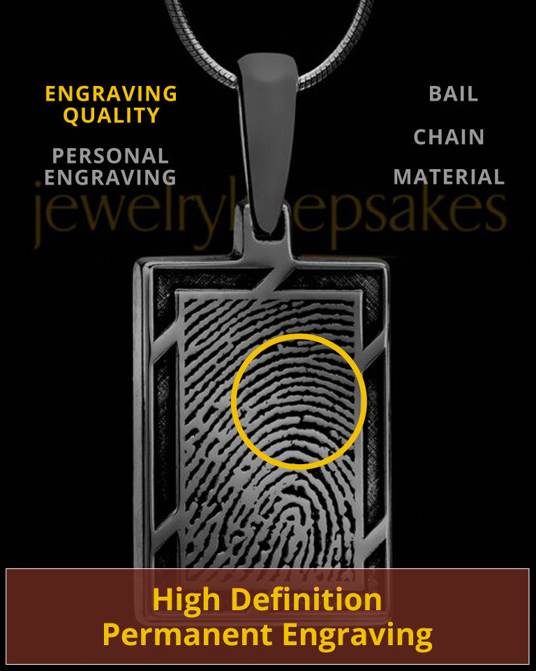 Thumbprint Framed Rectangle Black Plated Pendant
