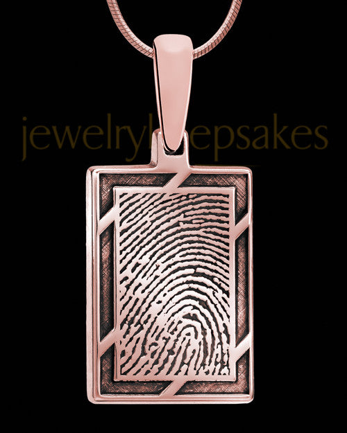 Rose Gold Plated Framed Rectangle Thumbprint Pendant